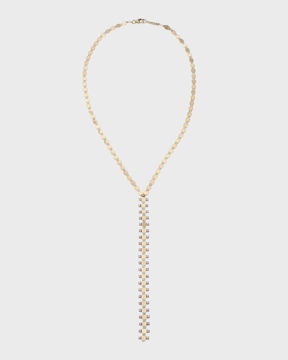 Nude Solo Zipper Lariat Necklace, 16"L